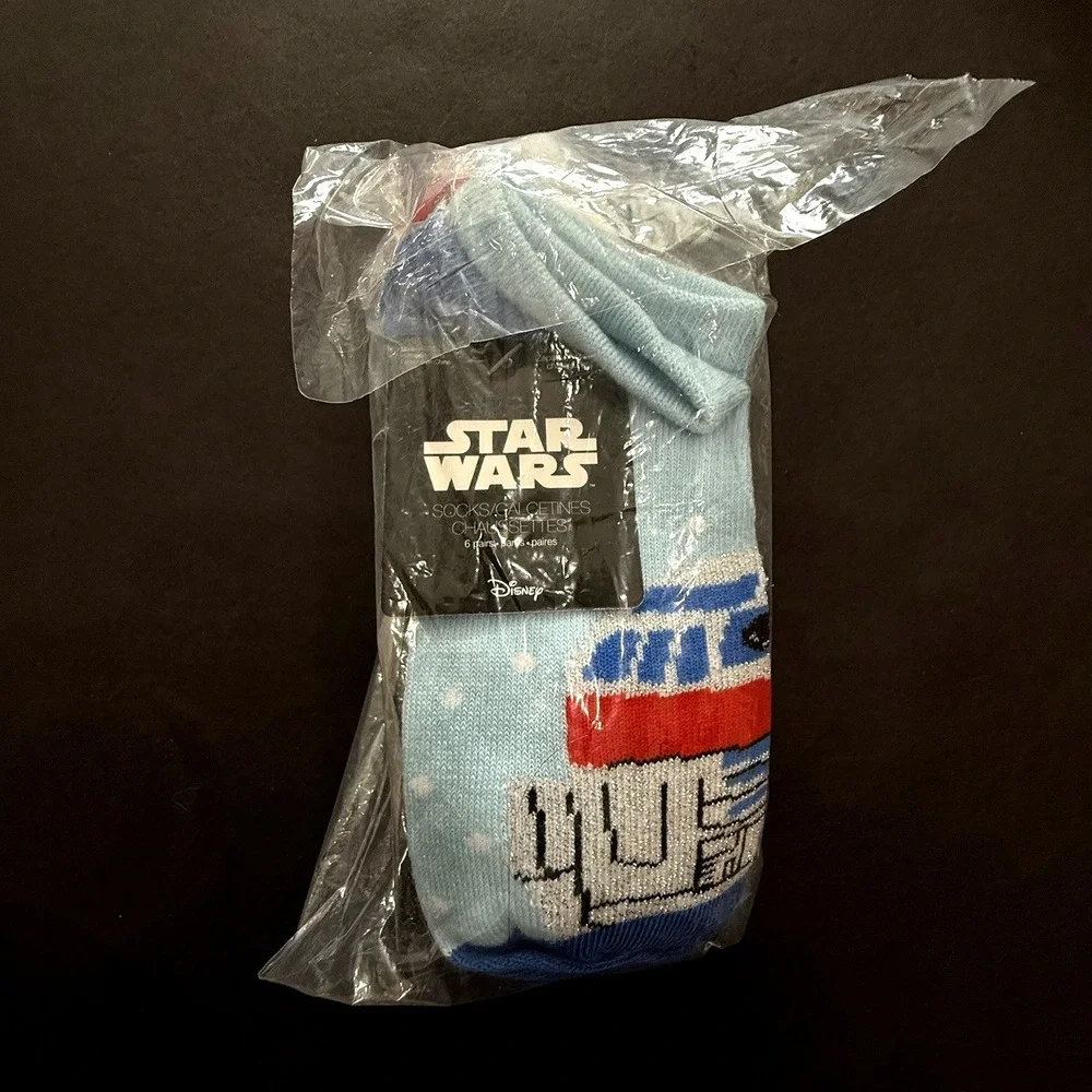 New Star Wars x Disney Socks Kids 6 Pack Ankle Xmas Novelty Print Shoe Sz 10 - 4